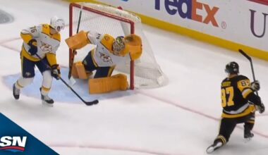 Red-Hot Sidney Crosby Scores From Tough Angle vs. Predators