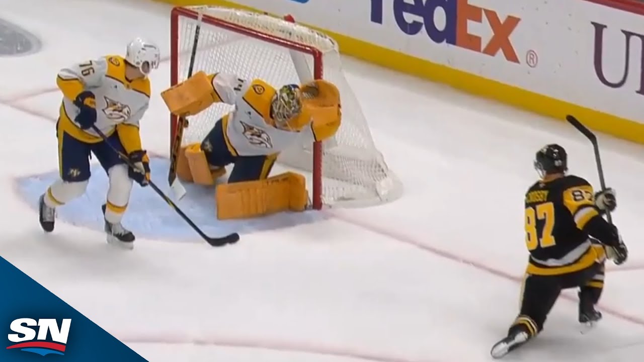 Red-Hot Sidney Crosby Scores From Tough Angle vs. Predators