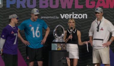 Eli Manning and the NFC Win their 3rd Straight Pro Bowl Trophy