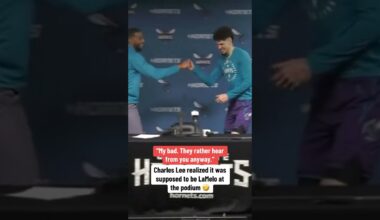 Hornets coach accidentally took LaMelo’s spot at the podium 😭