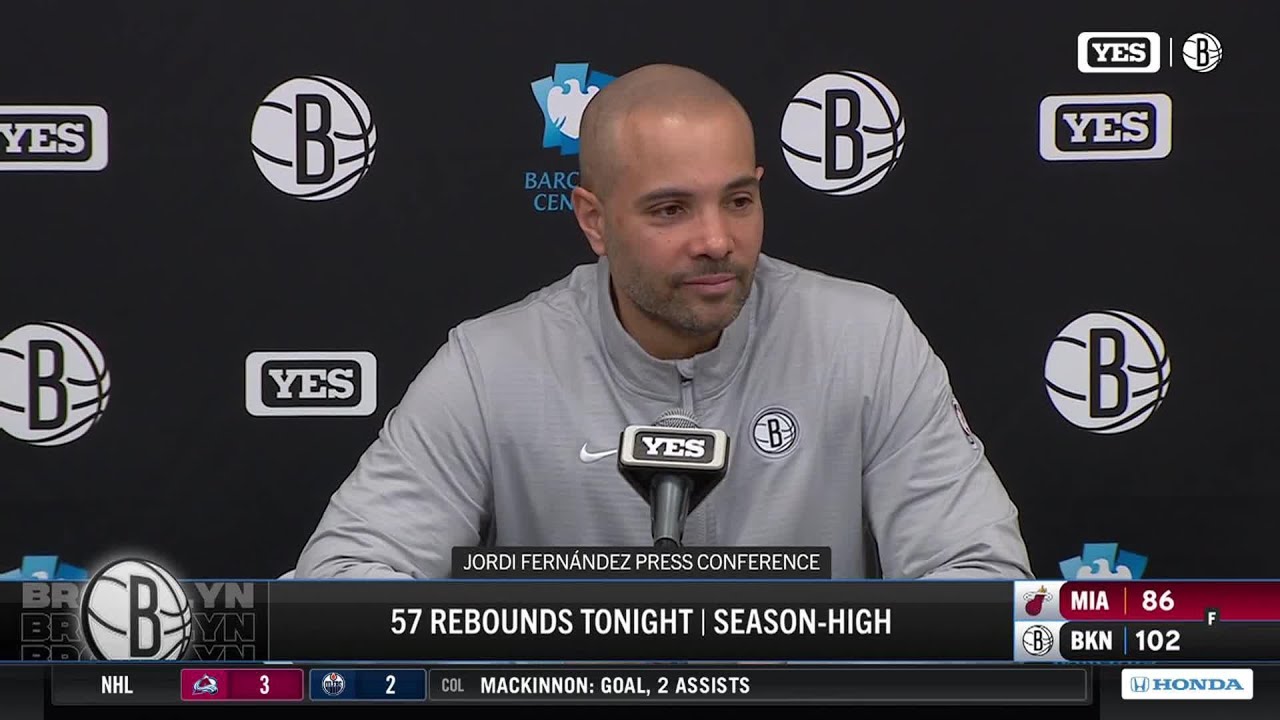 Head Coach Jordi Fernández after the Nets' defeat the Heat