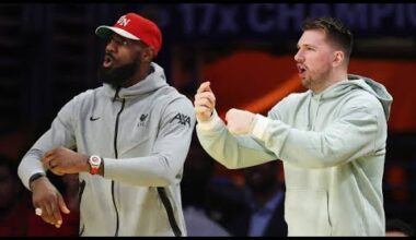 LeBron, and Luka Doncic sit together lakers vs Indiana Pacers