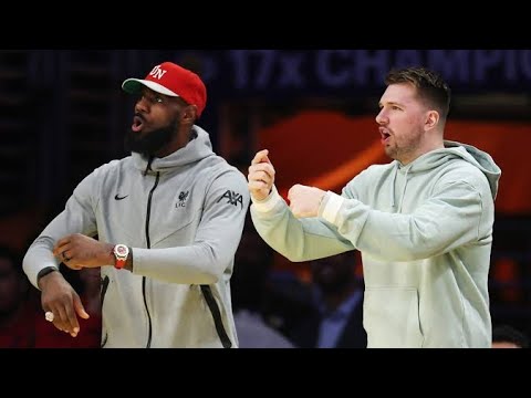 LeBron, and Luka Doncic sit together lakers vs Indiana Pacers