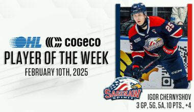 Spirit's Igor Chernyshov named Cogeco OHL Player of the Week