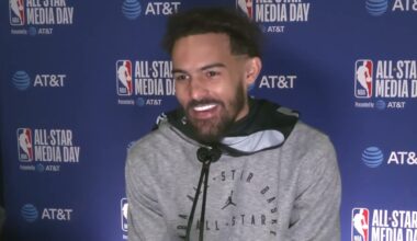 Hawks Trae Young NBA All-Star Interview Interrupted by Knicks Karl-Anthony Towns