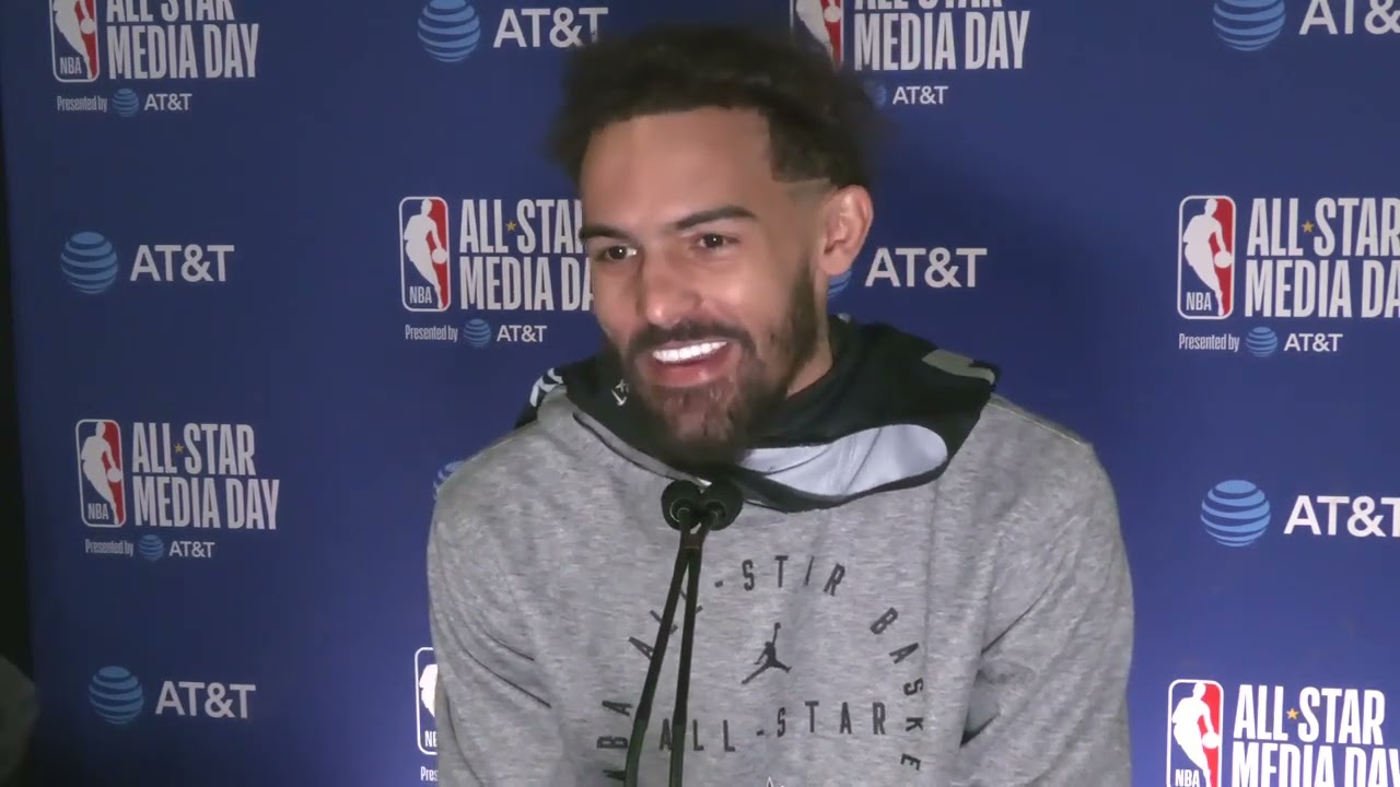 Hawks Trae Young NBA All-Star Interview Interrupted by Knicks Karl-Anthony Towns