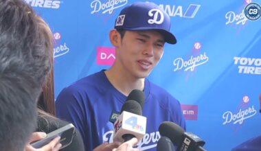 2025 Dodgers Spring Training: Roki Sasaki talks fastball velocity, facing hitters & more