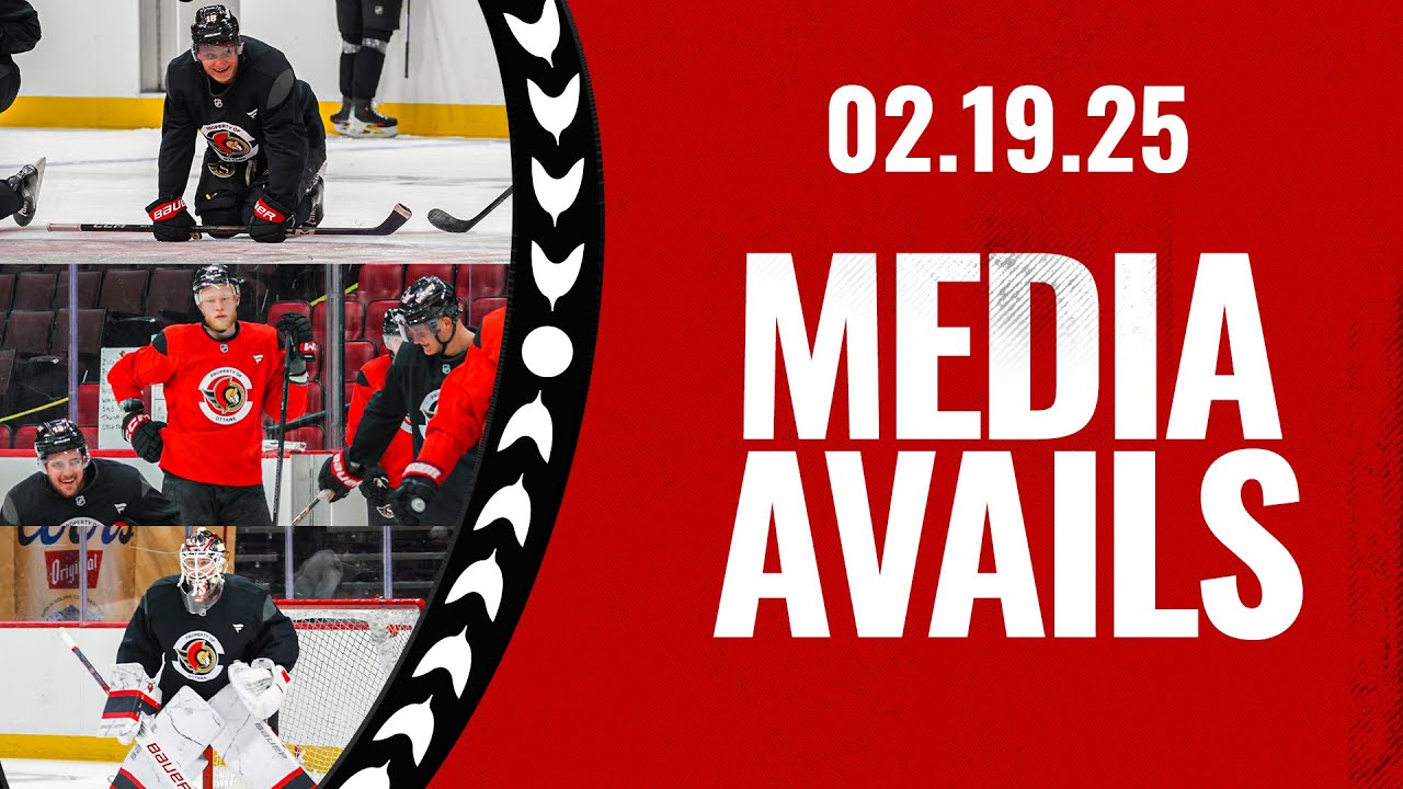 Tim Stützle, Linus Ullmark, and Nikolas Matinpalo Media Availability - Feb. 19