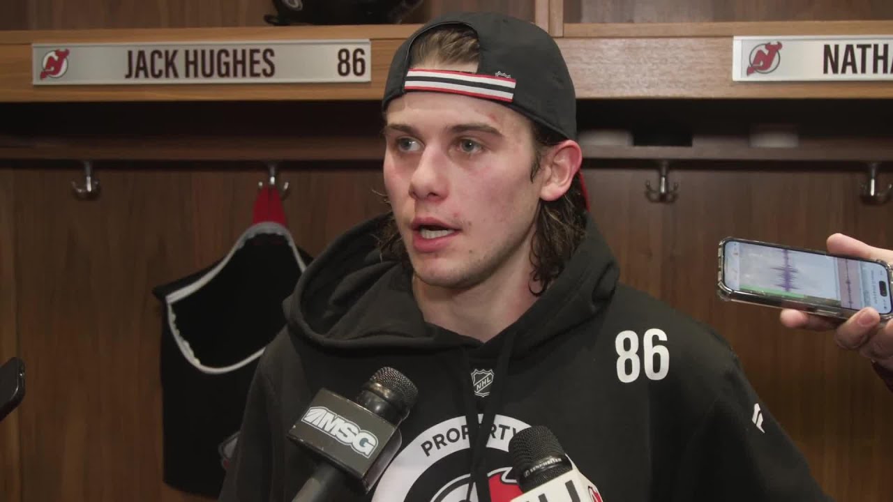 Jack Hughes, Nico Hischier and Coach Keefe speak after a 4-2 loss to Dallas