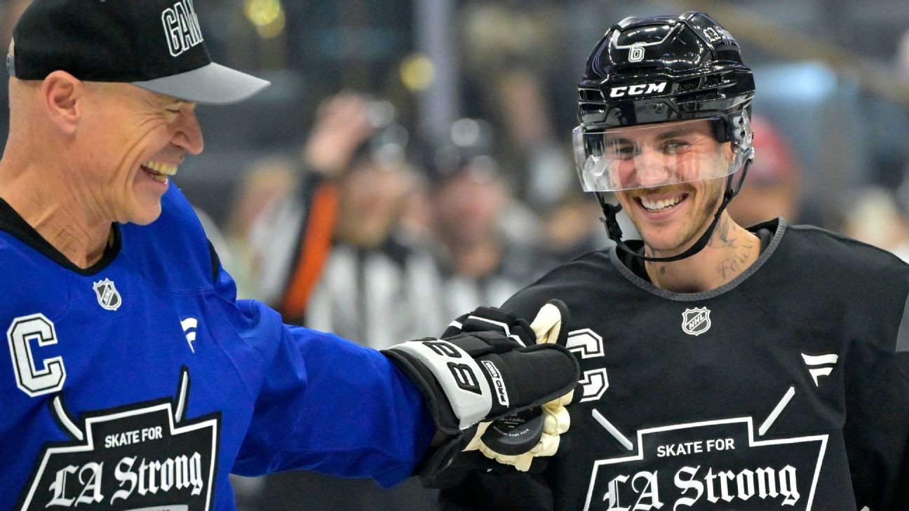 Bieber, Roenick skate in benefit for L.A. fire relief fund