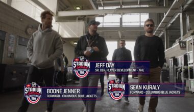 Columbus Blue Jackets take tour of ice rink built at "The Horseshoe"