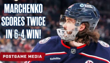 Marchenko Scores 2 & Earns 1st Star/Donkey in Blue Jackets' 6-4 Win Over Dallas! | Postgame Media
