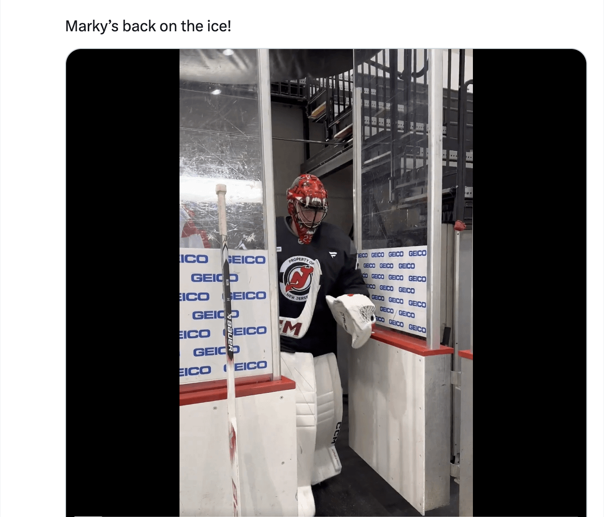 Markstrom back on the ice