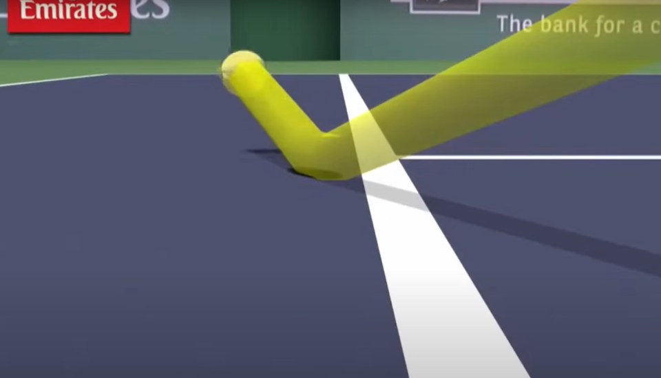 Replays show that Federer's initial judgement of the serve being out was correct