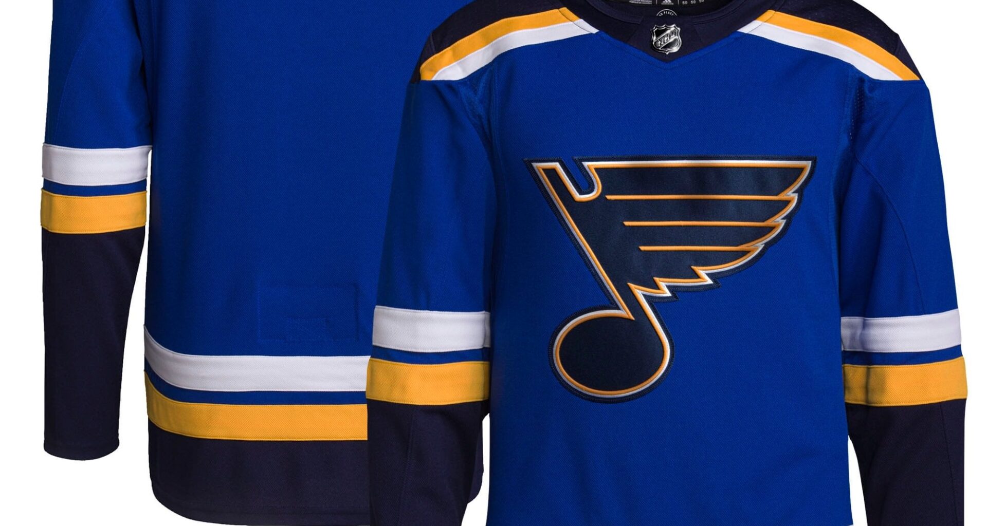 St. Louis Blues adidas away (white), home (dark blue) and alternate (light blue) authentic jerseys for $62.99 (originally $179.99).