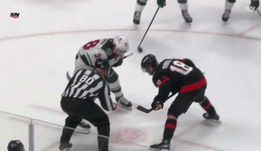 Ryan Hartman is ejected for driving Tim Stützle's head into the ice. Five minutes for 'attempting to injure'.