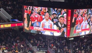 Jayden Daniels at the USC-UCLA women’s basketball game