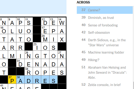 NYT Crossword today! (gimmick - "California Nine")