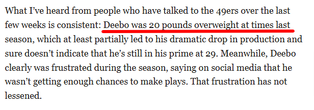 Dang Deebo, you did not need to go full Wideback last season