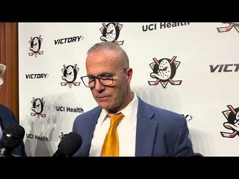 02/02/25 - Ducks head coach Greg Cronin speaks to the media after their 3-2 win over the Canadiens