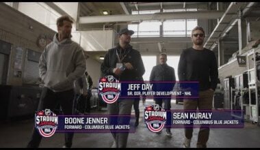 Columbus Blue Jackets take tour of ice rink built at "The Horseshoe"