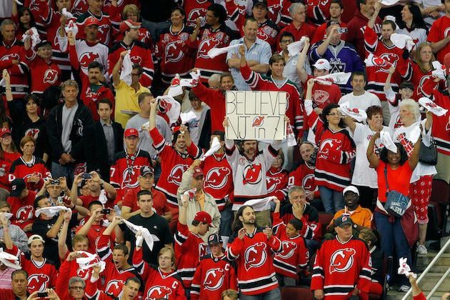 Iconic classic photo of Devils fans showing support for the Devils going into a game 7!