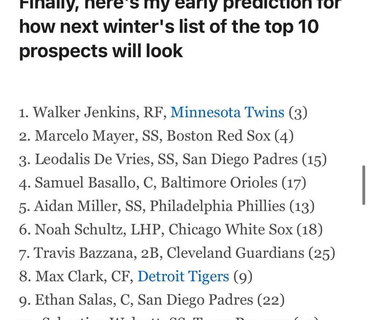 ESPN: 2 Padres in their projected 2026 Top 10 prospect rankings