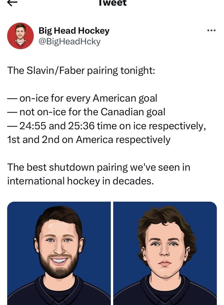 [Big Head Hockey] The Slavin/Faber pairing tonight: