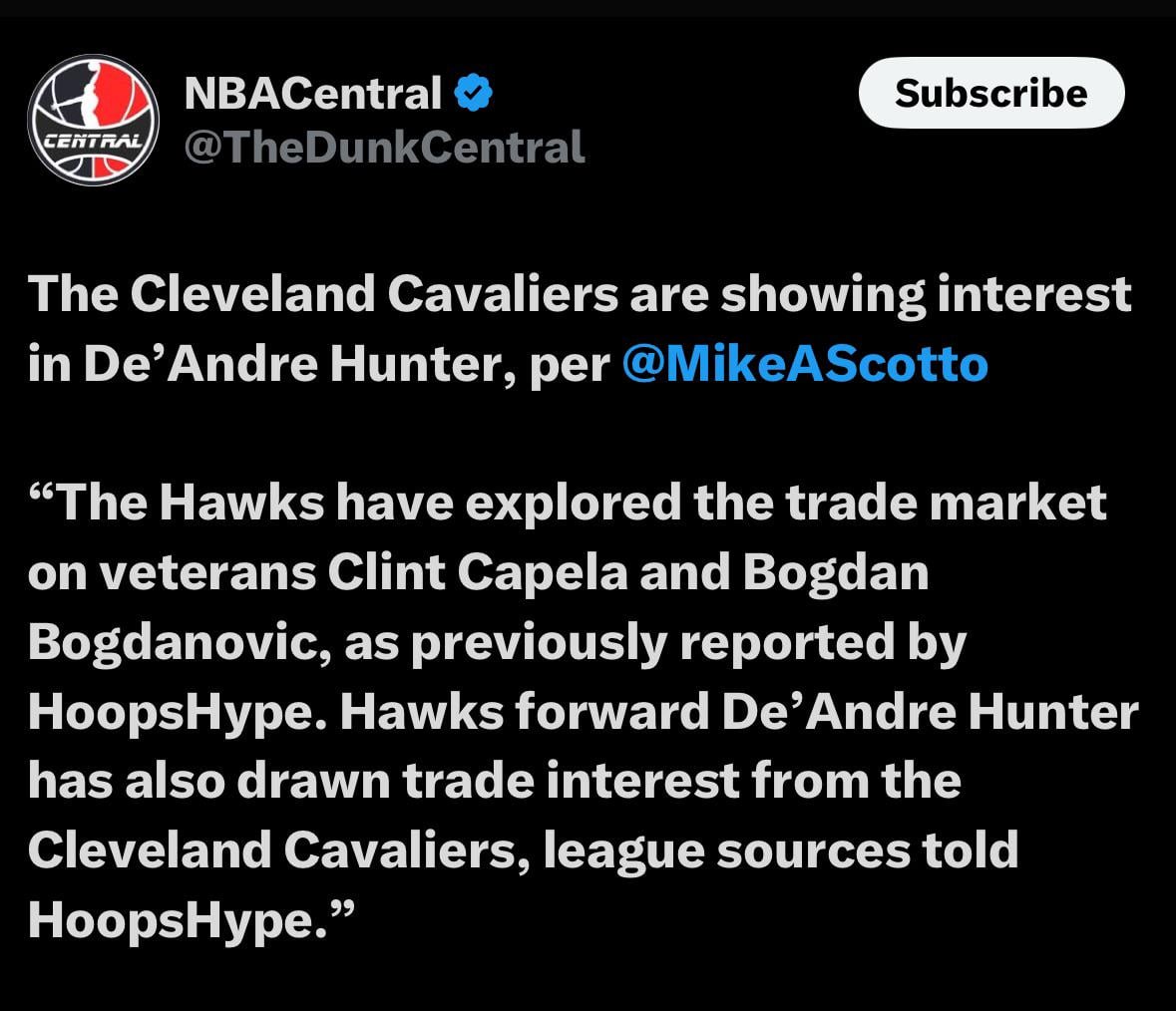 The Cleveland Cavaliers are showing interest in De’Andre Hunter