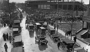 Wrigley Field in 1914. That house on the right is still there