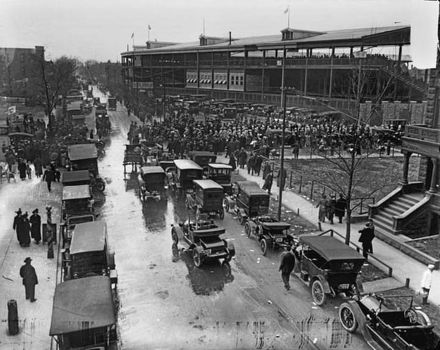 Wrigley Field in 1914. That house on the right is still there