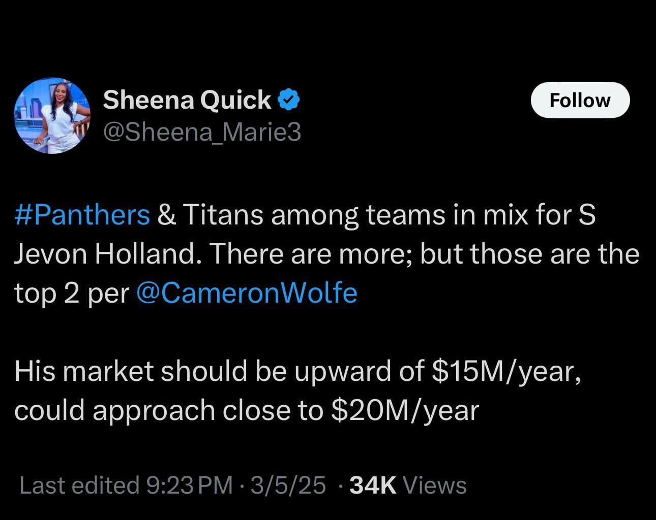 Titans in the mix for Jevon Holland