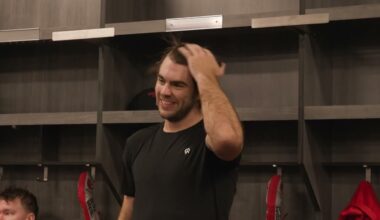 Devils coach Sheldon Keefe speaks to his team following a 3-1 win at Utah