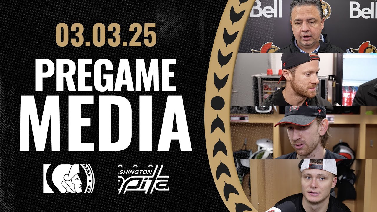 Tim Stützle, Jake Sanderson, Nick Jensen, and Travis Green Pregame Media vs WSH