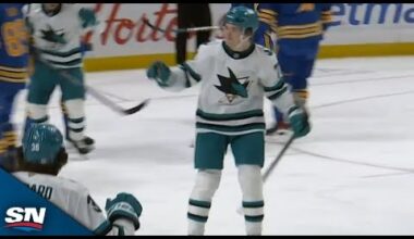 Sharks' Macklin Celebrini Jumps Off Bench To Snipe Beauty vs. Sabres