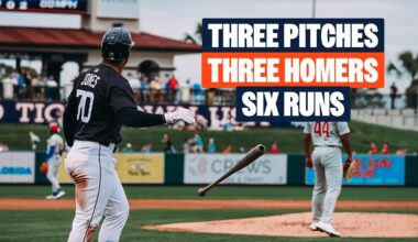 Tigers Hit Back-to-Back-to-Back Home Runs off Three Consecutive Pitches to Take 6-0 Lead