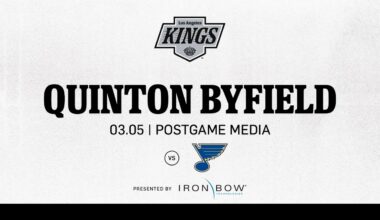 Forward Quinton Byfield | 03.05.25 LA Kings fall to St Louis Blues in a Shootout