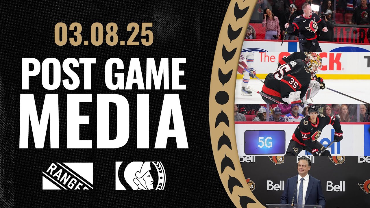 Dylan Cozens, Linus Ullmark, Brady Tkachuk, Travis Green Postgame Media vs NYR