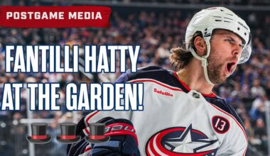 ADAM FANTILLI HAT TRICK AT MADISON SQUARE GARDEN! 🎩🎩🎩 Blue Jackets Win 7-3! | Postgame Media