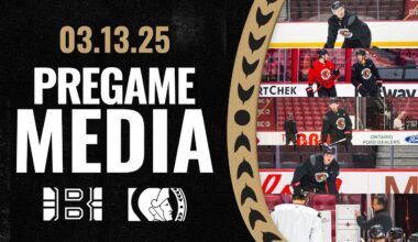 Thomas Chabot, Drake Batherson, Tim Stützle, Matthew Highmore, Travis Green Pregame Media vs BOS