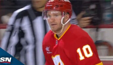 Flames' Jonathan Huberdeau Confuses Everyone As Second Goal Gets Stuck Behind Net