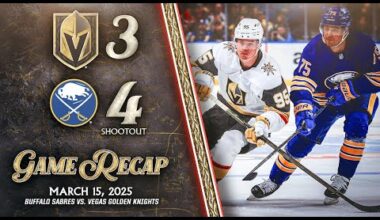HIGHLIGHTS | Buffalo Sabres 4, Vegas Golden Knights 3 SO | March 15, 2025