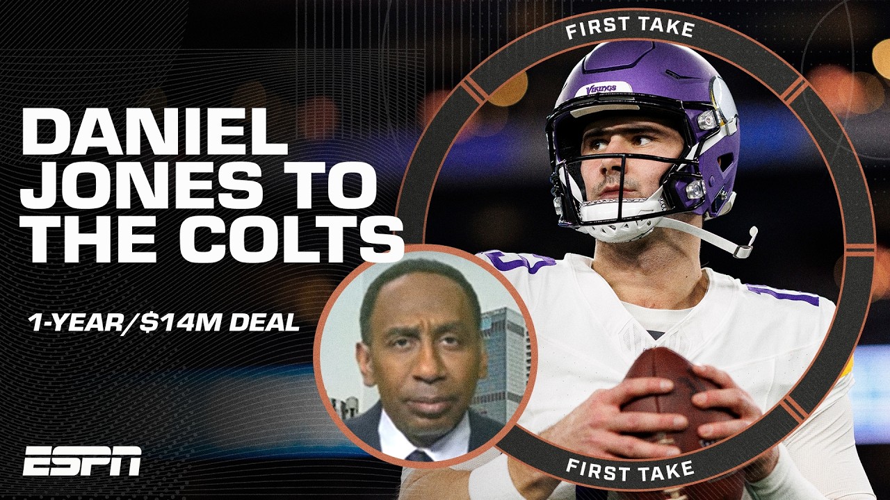 Daniel Jones to the Colts 🚨 Stephen A. says the 1-year/$14M deal is 'about right' 🤷‍♂️ | First Take