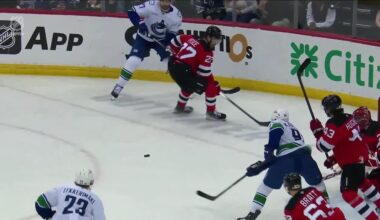 Jonathan Lekkerimaki scores a goal against the New Jersey Devils