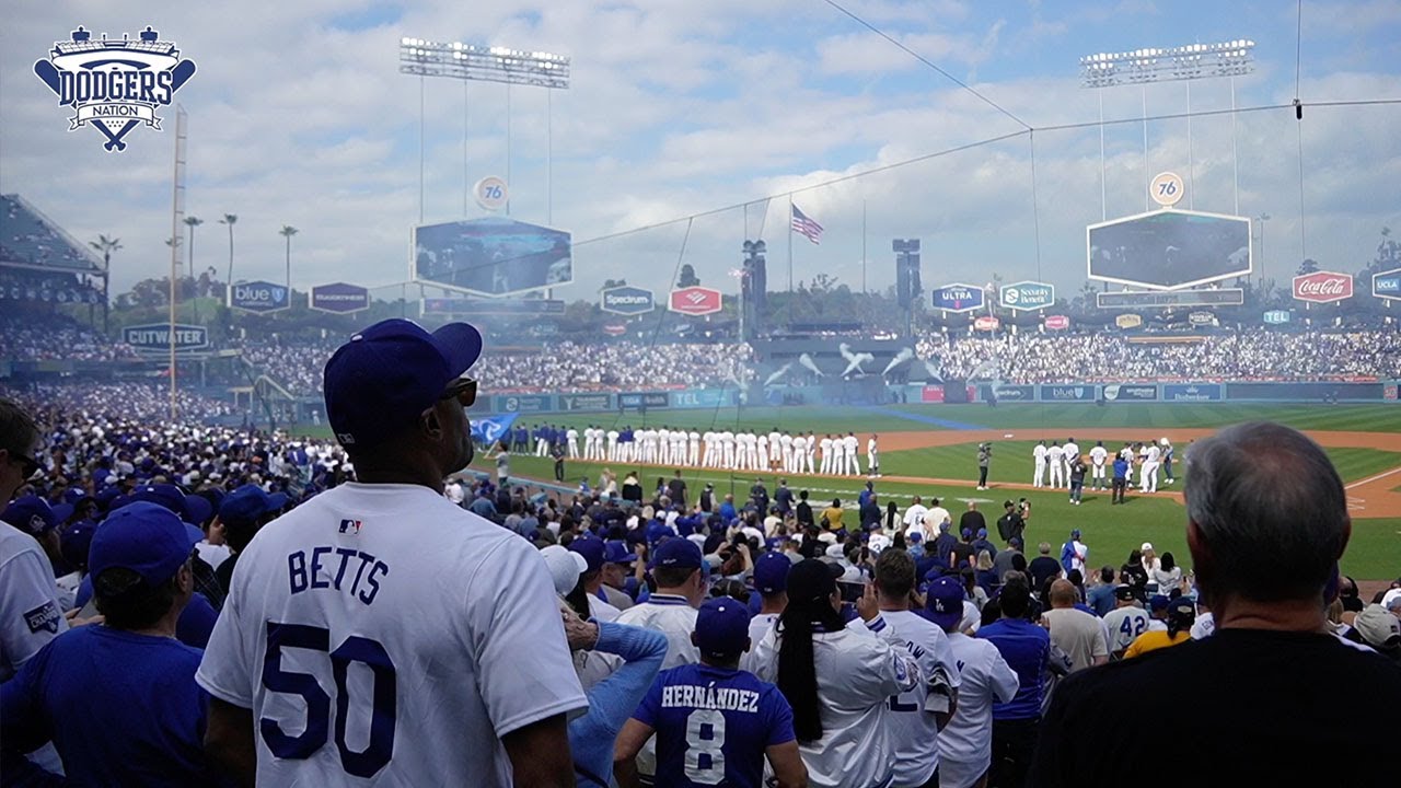 Dodgers Opening Day Starting Lineups! Ice Cube Presents Dodgers With World Series Trophy, Must See!