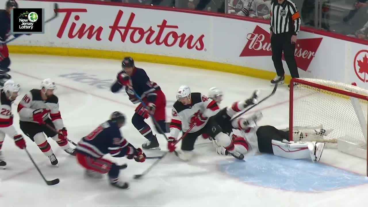 David Gustafsson scores a goal against the New Jersey Devils
