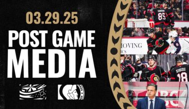 Shane Pinto, Jake Sanderson, Ridly Greig, Travis Green Postgame Media vs CBJ