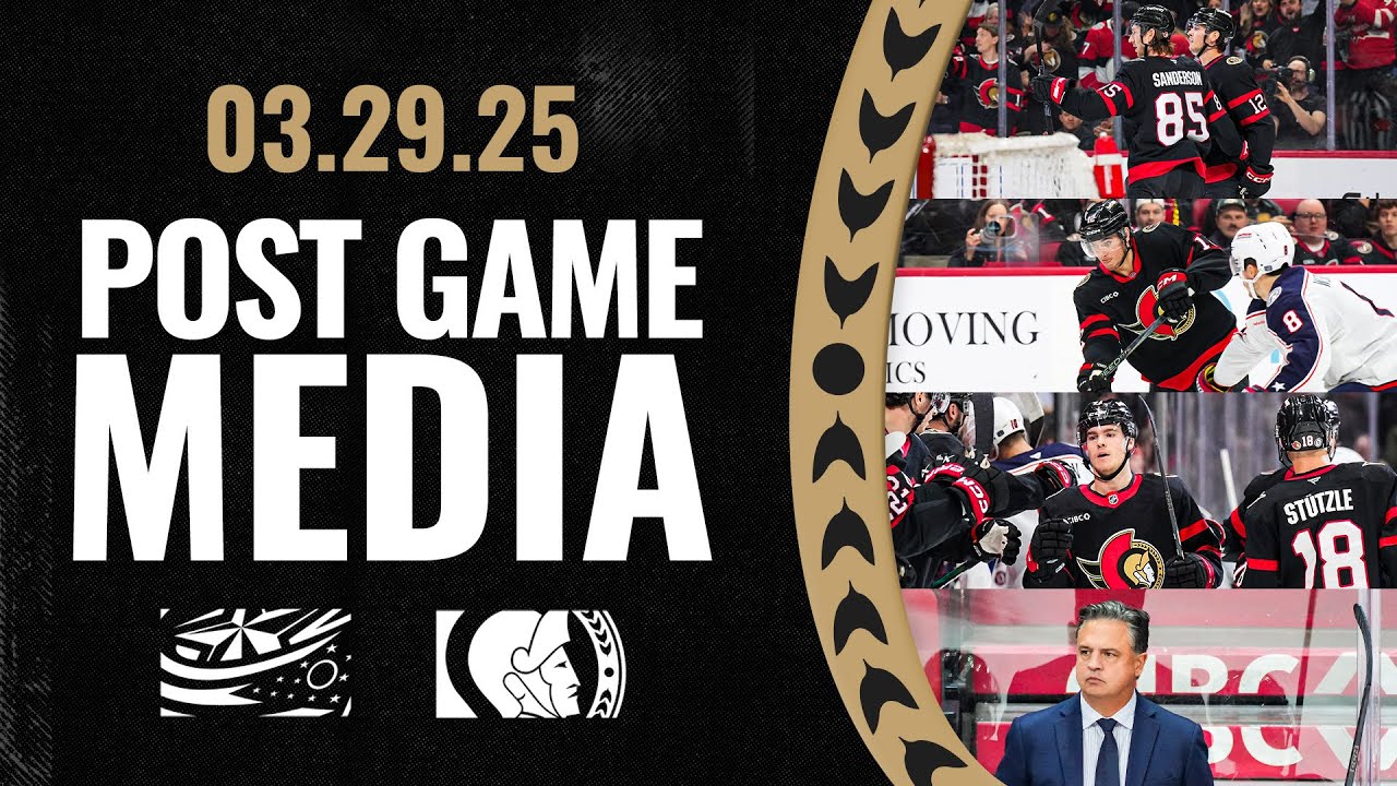 Shane Pinto, Jake Sanderson, Ridly Greig, Travis Green Postgame Media vs CBJ