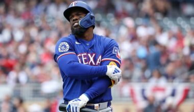 Adolis Garcia scratched, undergoing MRI and expecting to miss some time to left oblique