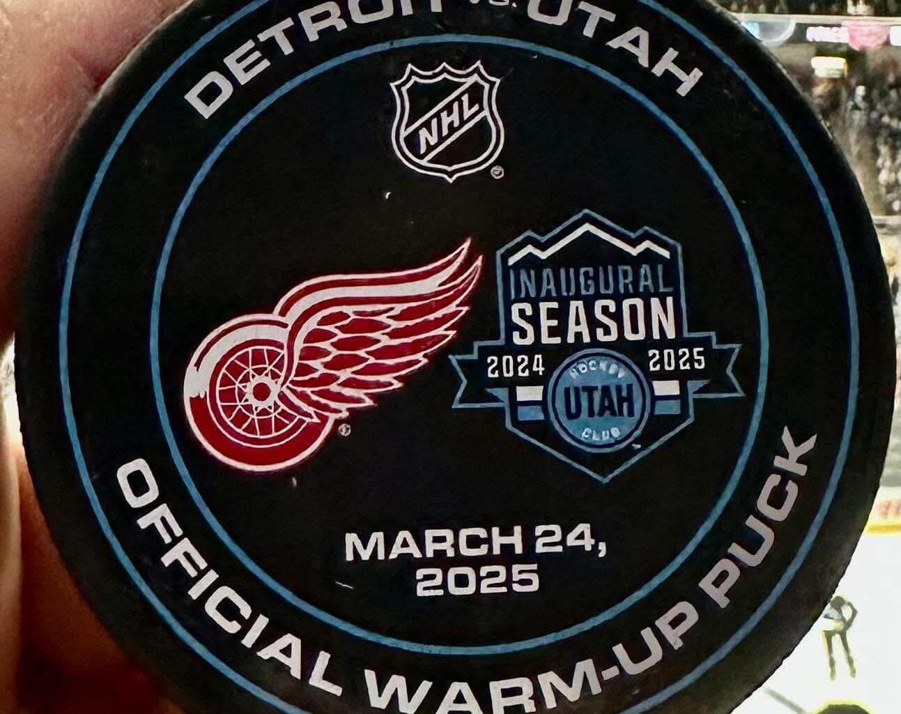 Detroit vs Utah warm up puck